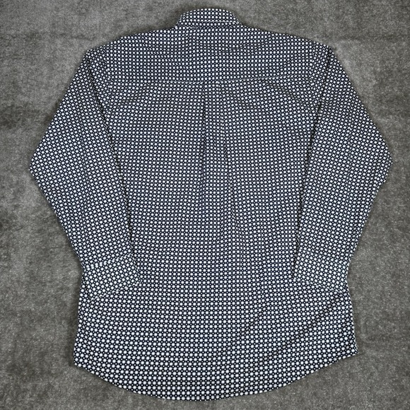 Wrangler George Strait Shirt Men's Large Tall Blue Geometric Long Sleeve - Picture 3 of 8